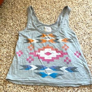 Grey S tank with Aztec design